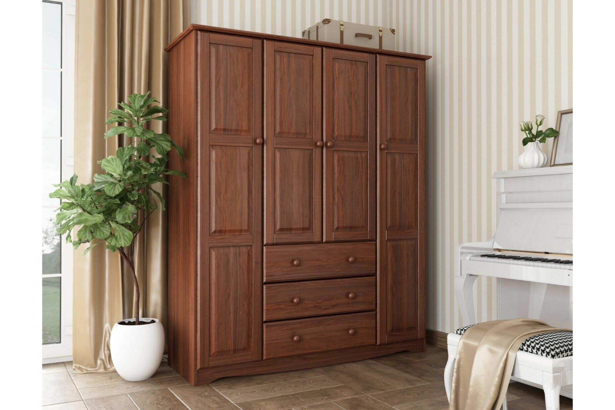 5963 - 100% Solid Wood Family Wardrobe With Optional Shelves
