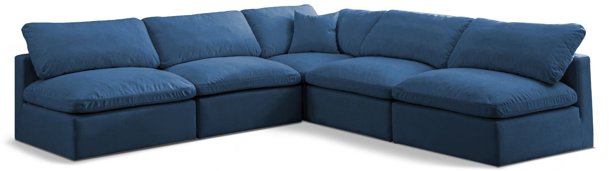 Plush 105" Velvet Upholstered Standard Comfort 5pc. Modular Sectional
