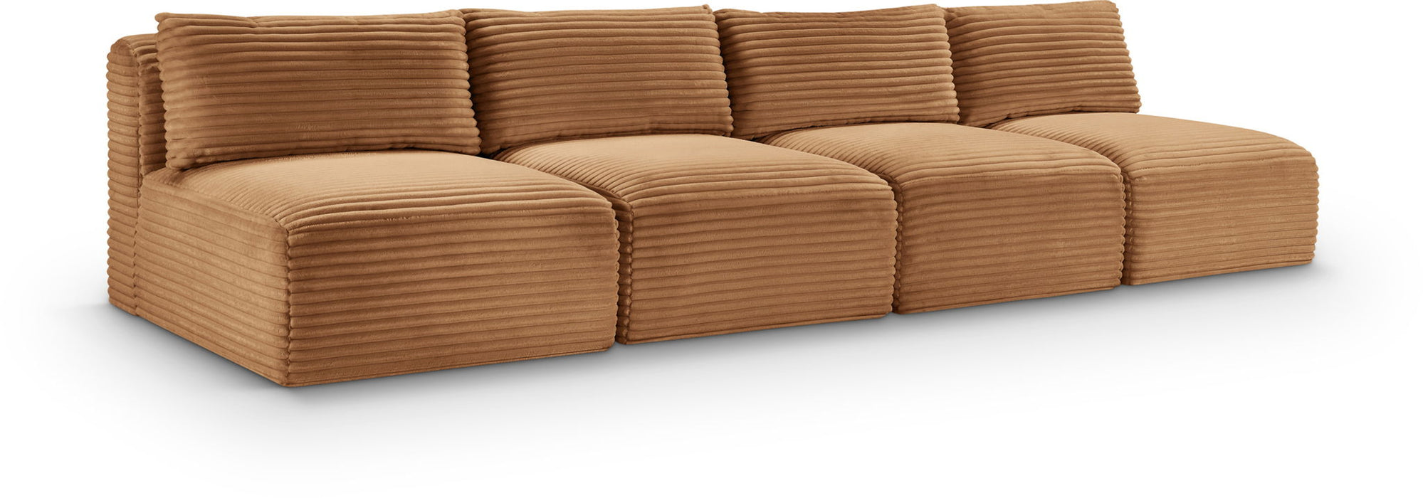 Shaggy 124" Corduroy Performance Fabric Upholstered Modular Sofa