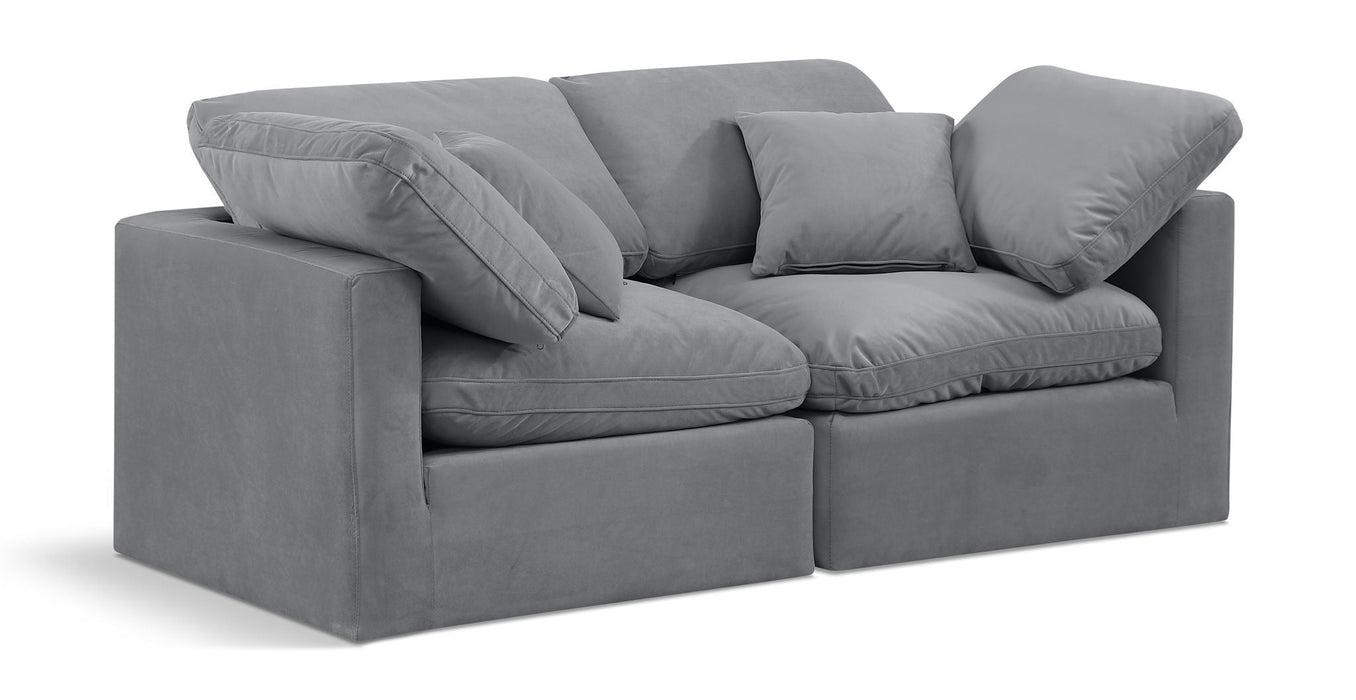 Loveseat modular tapizado de terciopelo Indulge de 70" de 2 piezas