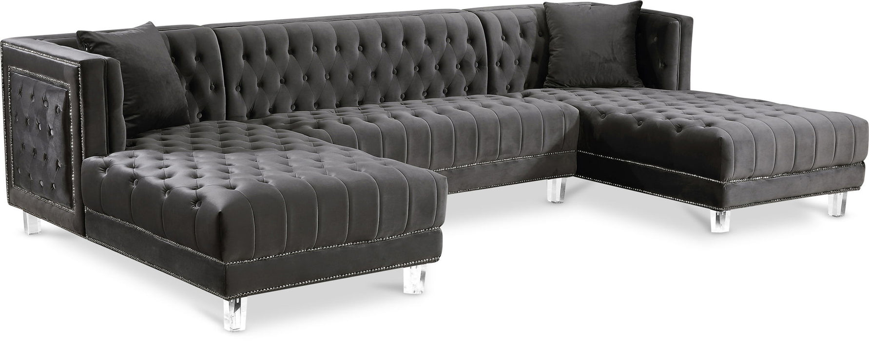 Moda 127" Velvet Upholstered 3pc. Sectional