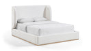 Aurin Linen Textured Fabric Upholstered Bed - Cream