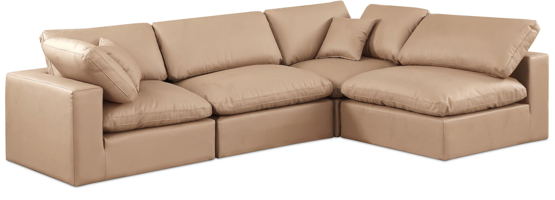 Comfy 119" Vegan Leather Upholstered 4pc. Modular Sectional