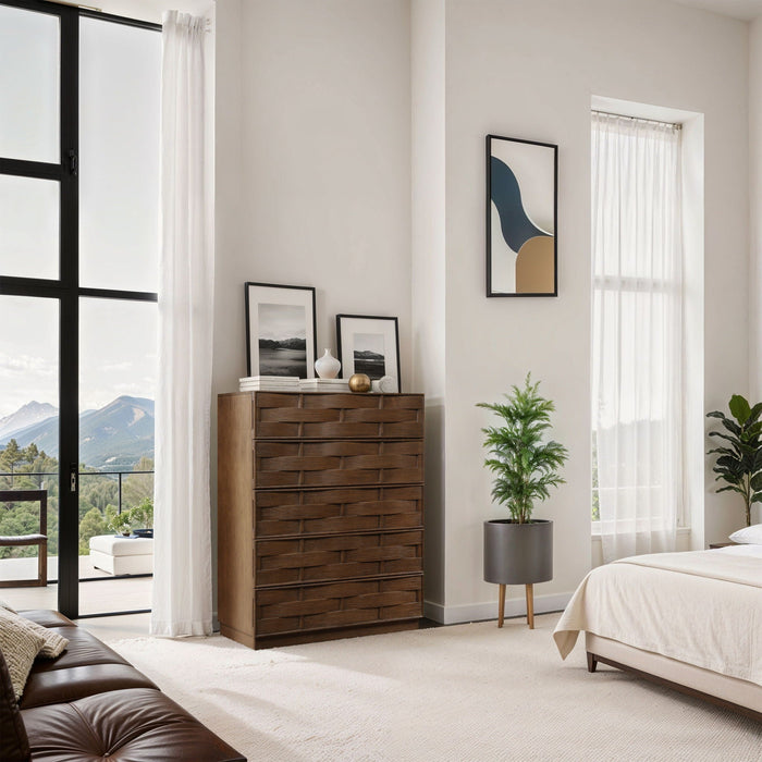 Weave Oak Veneer Chest