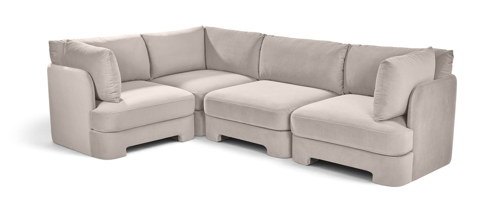 Hammond 111" Velvet Performance Fabric Upholstered 4pc. Modular Sectional