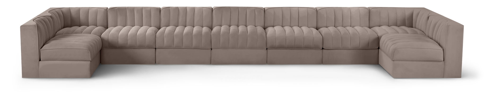Rummi 213" Velvet Performance Fabric Upholstered 9pc. Modular Sectional