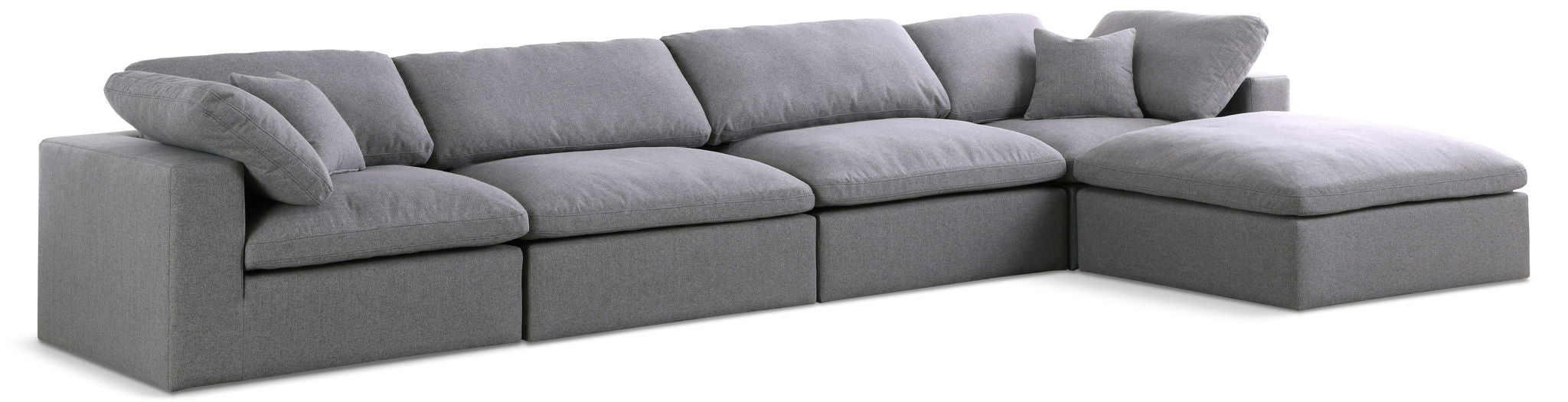 Serene 158" Linen Textured Fabric Upholstered Deluxe Comfort 5pc. Modular Sectional