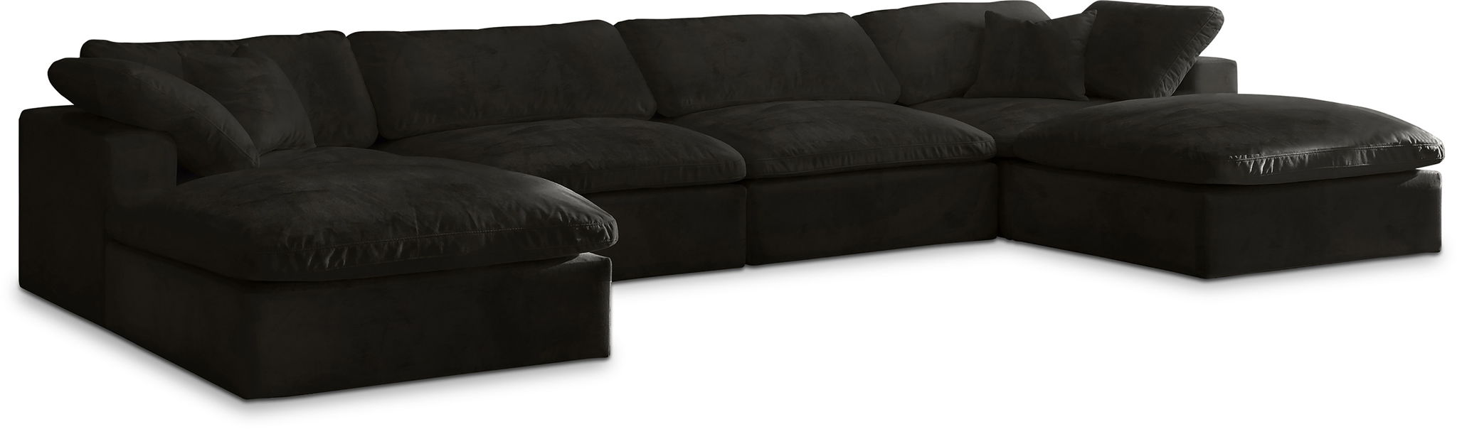 Cozy 158" Velvet Upholstered Overstuffed Fiber Filled Comfort Comfort 6pc. Modular Sectional