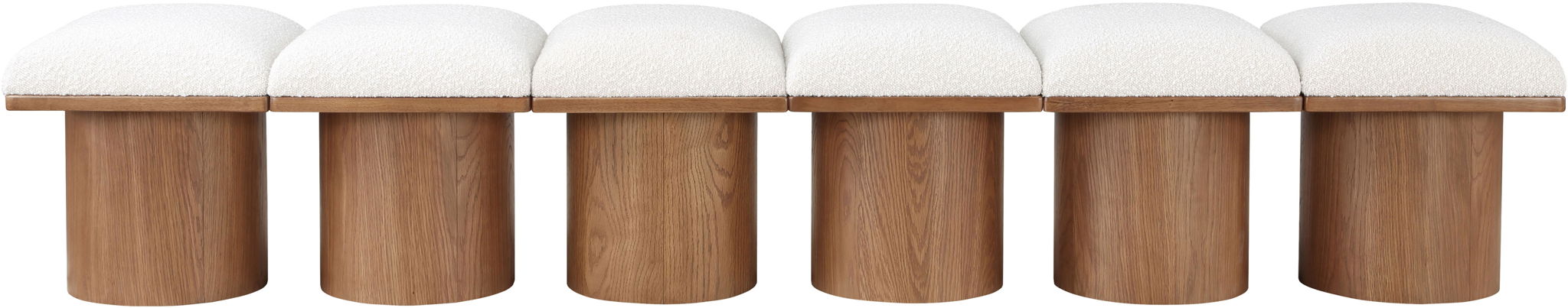Banco modular tapizado de bouclé Pavilion de 6 piezas