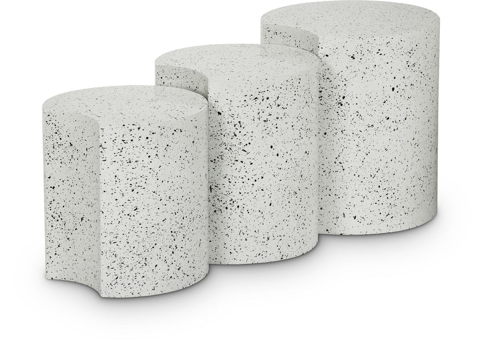 Dimple Terrazzo Pattern Iron Nesting 3pc. Modular End / Side Table