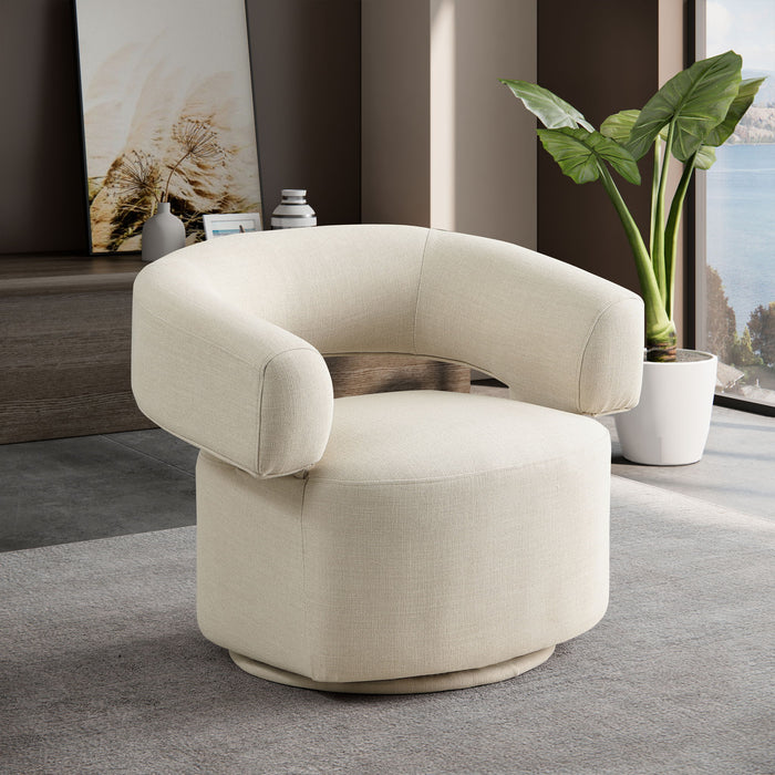 Niya Linen Textured Fabric Upholstered Swivel Accent Chair