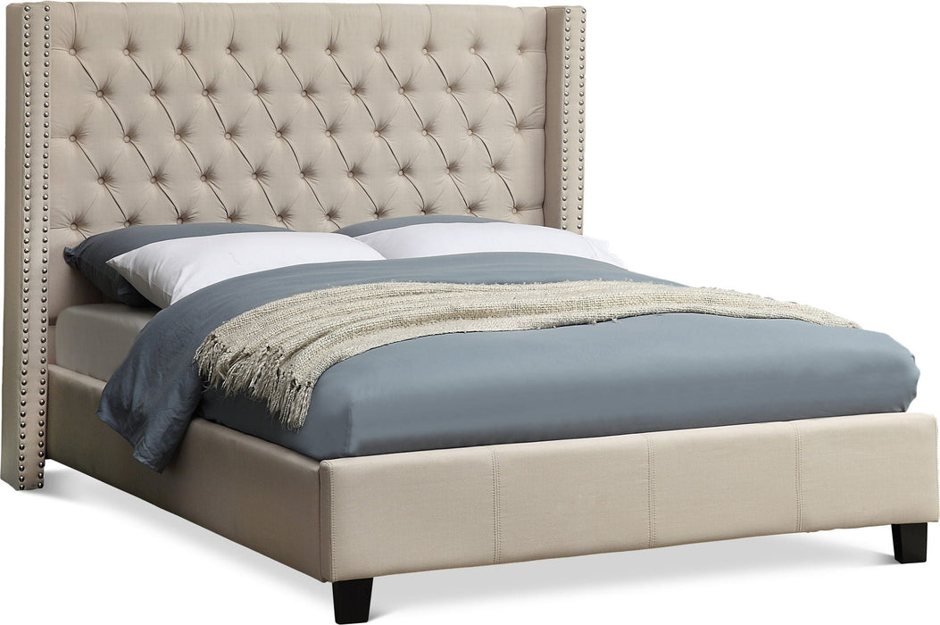 Ashton Linen Textured Fabric Upholstered Bed