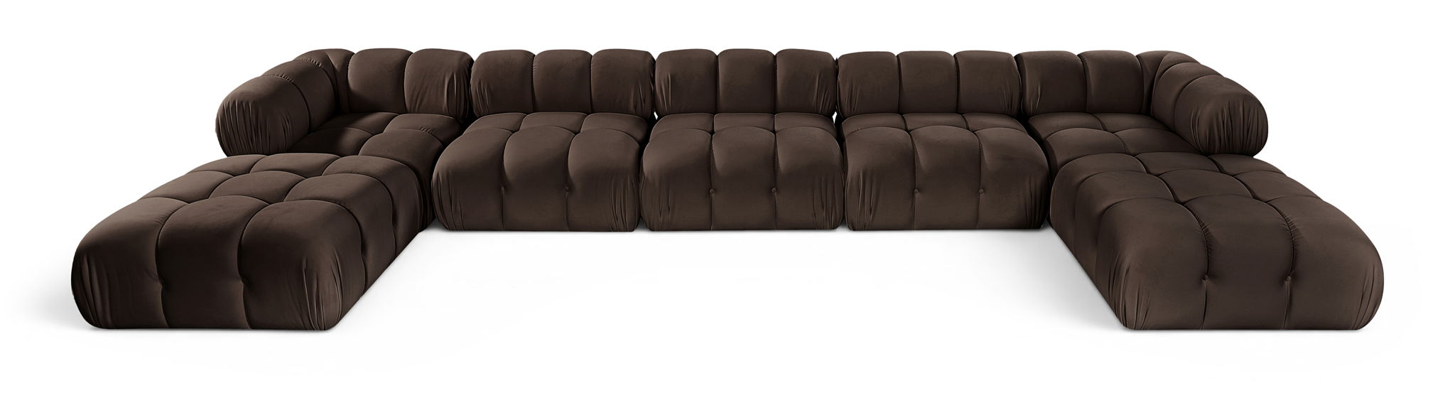 Orin 185" Velvet Performance Fabric Upholstered 7 Pc. Modular Sectional