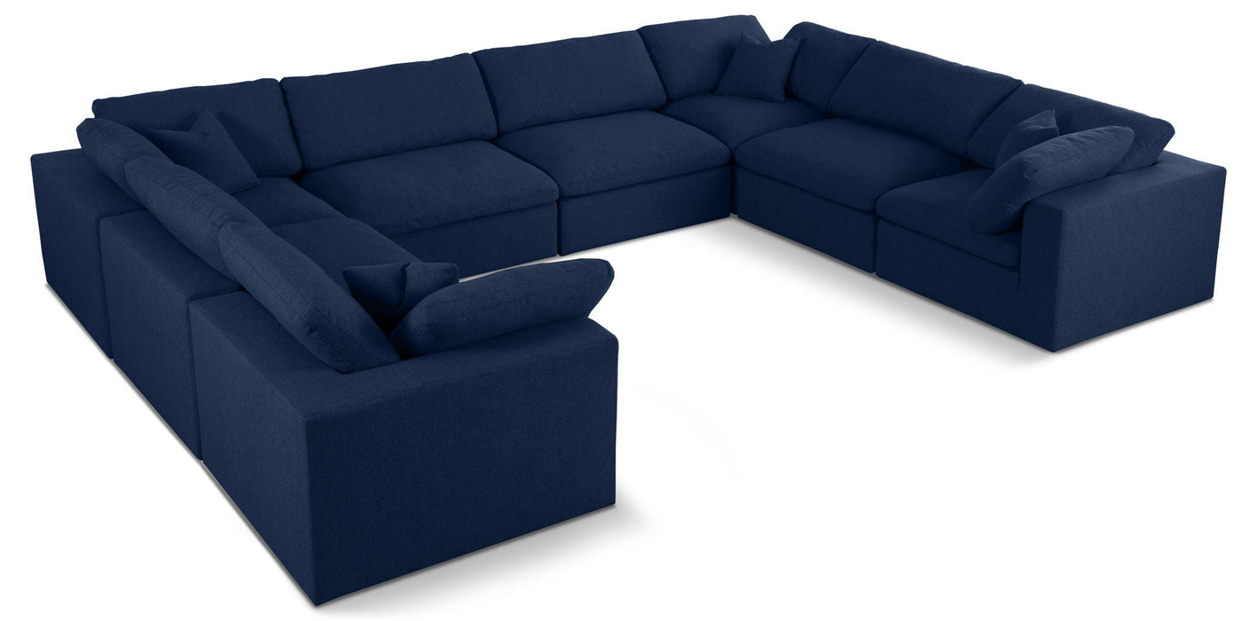 Serene 158" Linen Textured Fabric Upholstered Deluxe Comfort 8pc. Modular Sectional