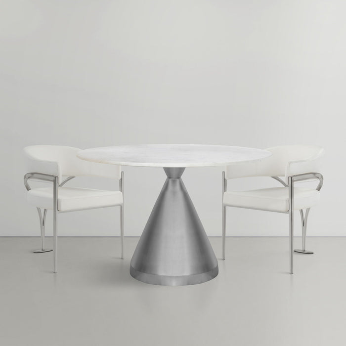 Emery 48" Genuine Marble Top And Steel Base Dining Table