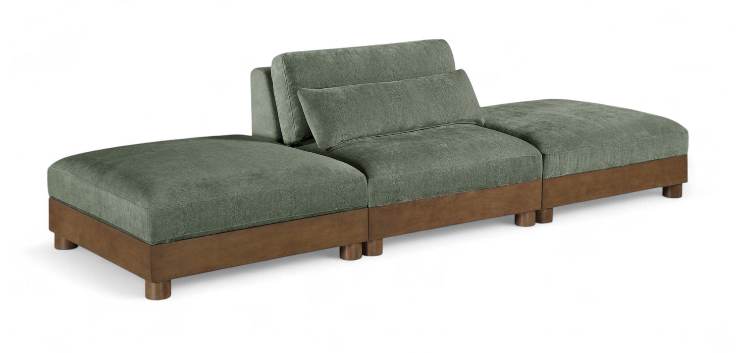 Turin 120" Chenille Fabric Upholstered 3pc. Modular Sofa