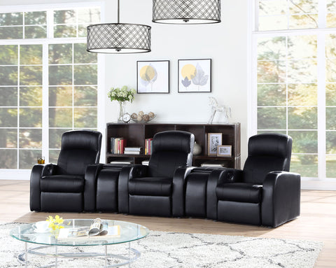 Cyrus 5-piece Upholstered Home Theater Seating with 3 Recliners