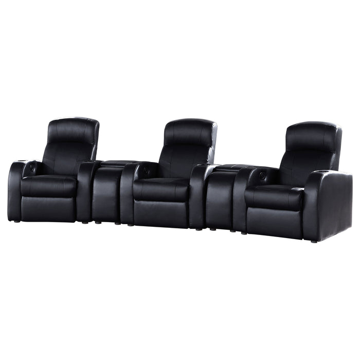 Cyrus 5-piece Upholstered Home Theater Seating with 3 Recliners