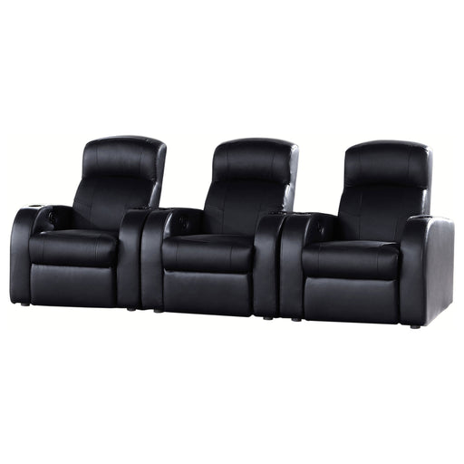 Cyrus 3-piece Upholstered Home Theater Seating with 3 Recliners - Black
