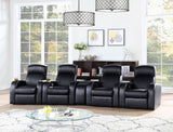 Cyrus 5-piece Upholstered Home Theater Seating with 4 Recliners