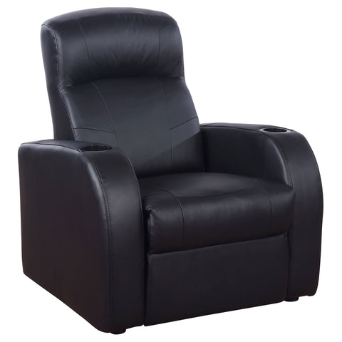 Sillón reclinable Cyrus con brazos rectos tapizado en negro