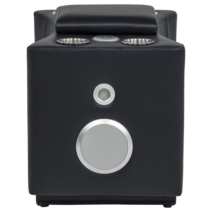 Madden Faux Leather Bluetooth Audio Console with Power Outlet Black