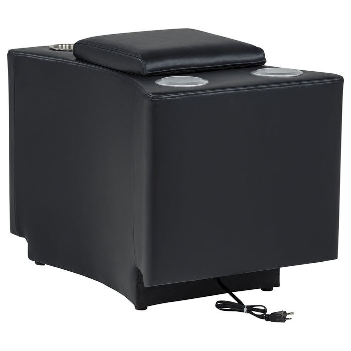 Madden Faux Leather Bluetooth Audio Console with Power Outlet Black