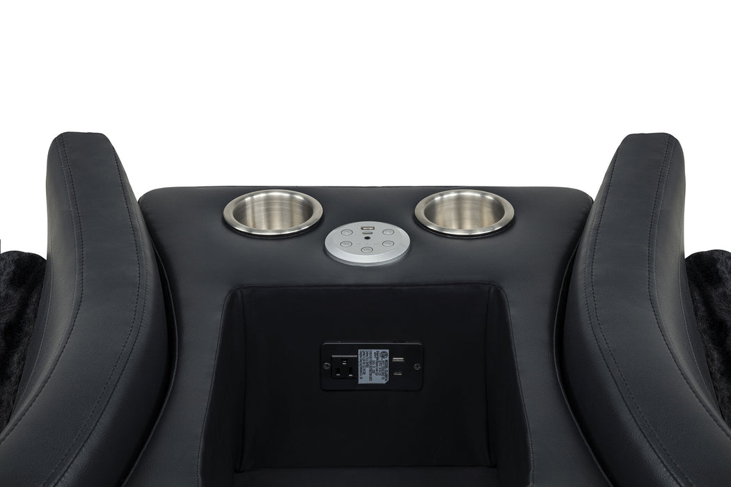 Madden Faux Leather Bluetooth Audio Console with Power Outlet Black