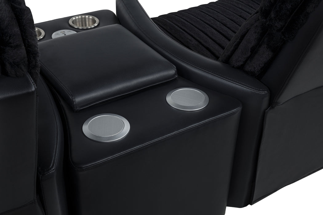 Madden Faux Leather Bluetooth Audio Console with Power Outlet Black