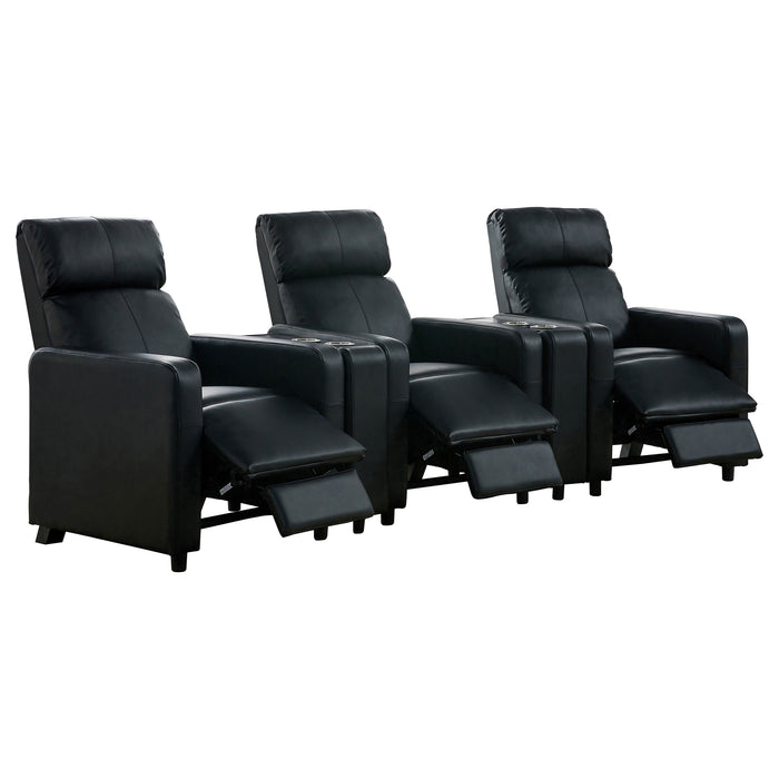 Toohey Upholstered Tufted Recliner Living Room Set Black
