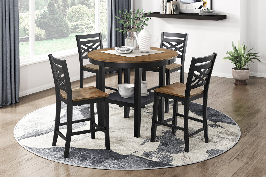Tyler 5-Piece Pack Counter Height Set - Brown/Black