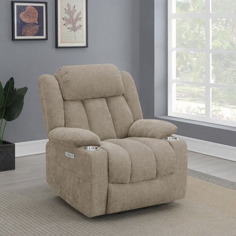 Sillón reclinable elevador eléctrico tapizado Houston color Camel