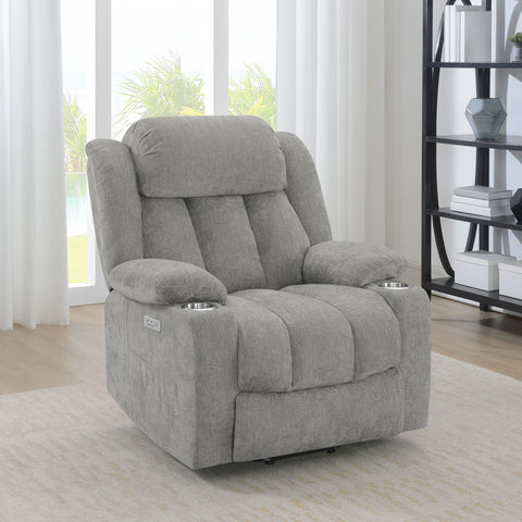 Sillón reclinable elevador eléctrico tapizado Houston gris