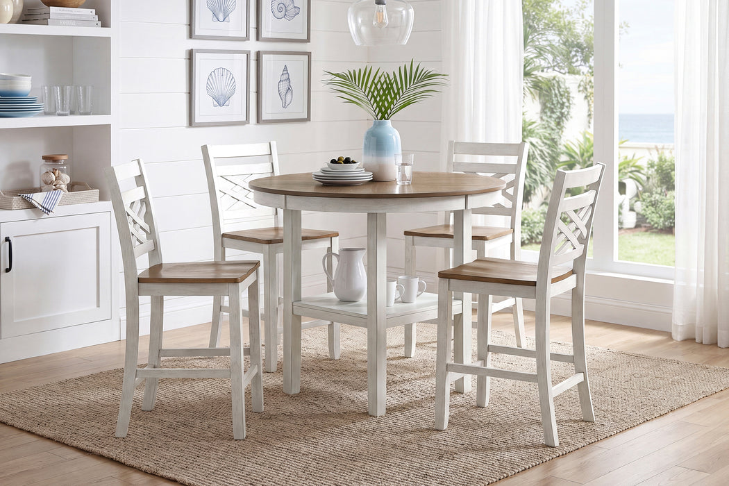 Tyler 5-Piece Pack Counter Height Set - Brown/Antique White