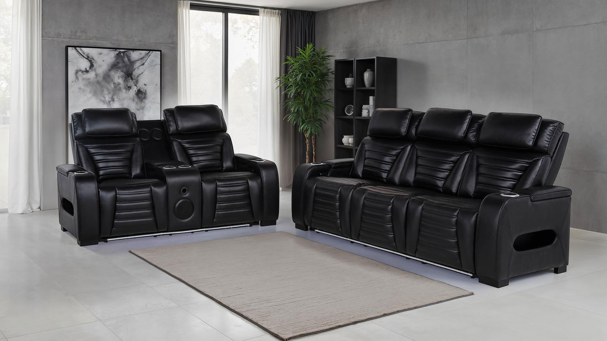 Zuma 2-Piece Dual Power Reclining Sofa Set with Bluetooth Black