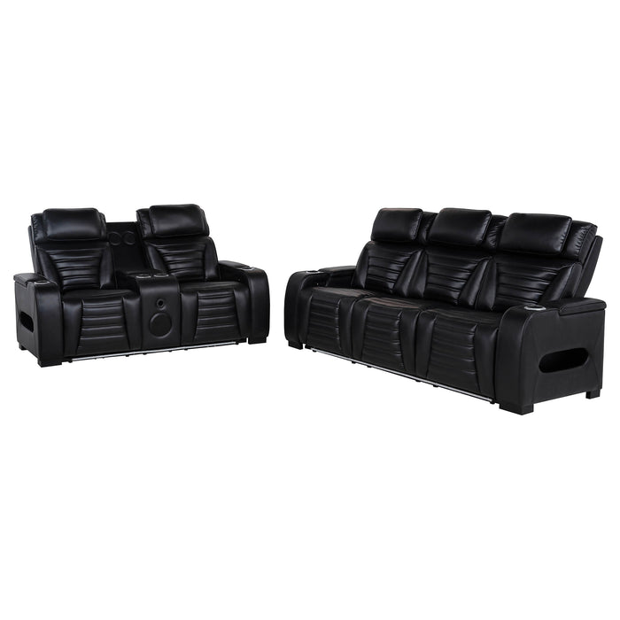 Zuma 2-Piece Dual Power Reclining Sofa Set with Bluetooth Black