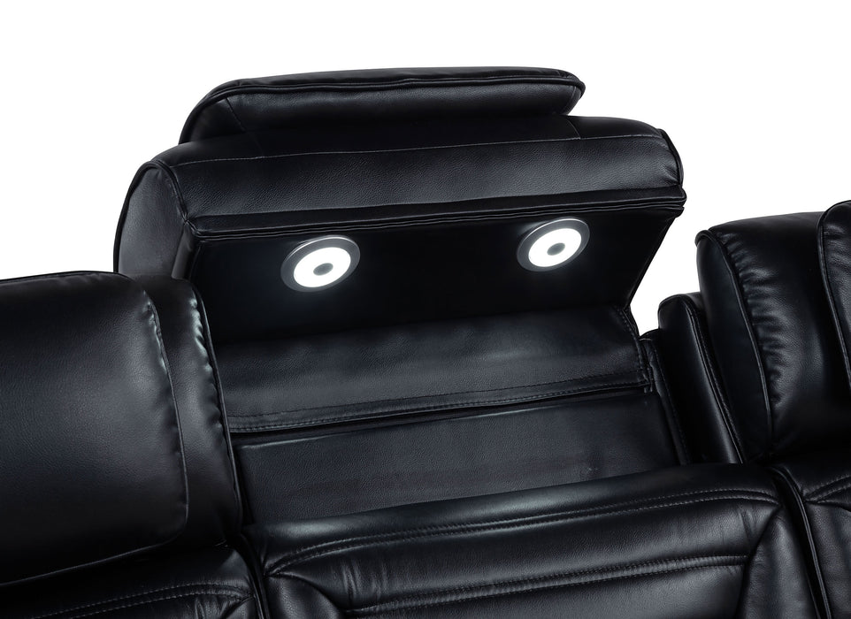 Zuma 3-Piece Dual Power Reclining Sofa Set with Bluetooth Black