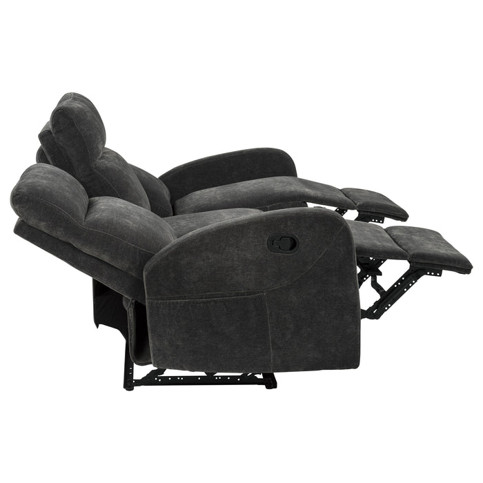 Hamilton Chenille Manual Reclining Sofa Charcoal Grey