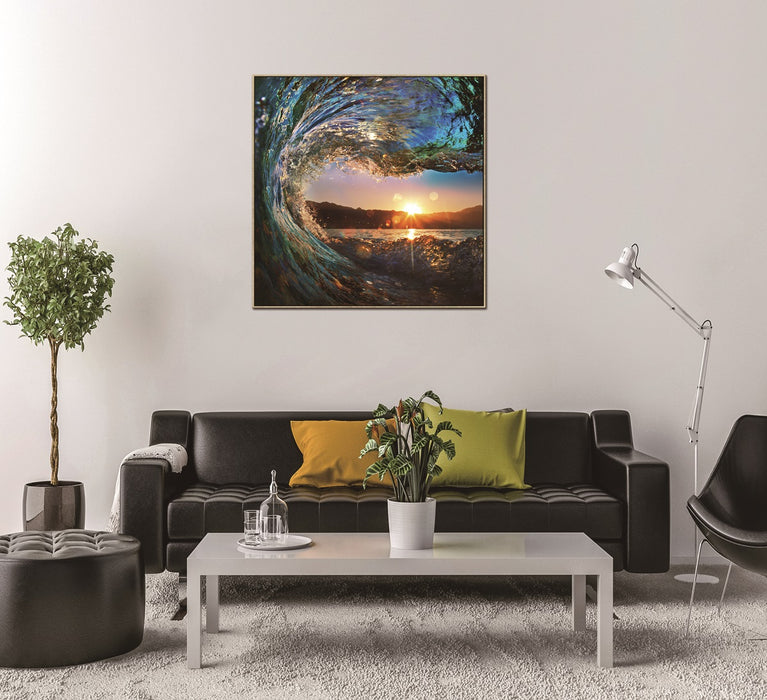 Oppidan Home Framed Flamboyant Ocean Wave Acrylic Wall Art (48H x 48W)