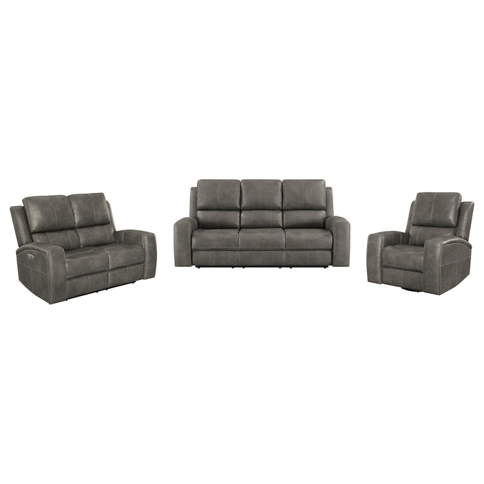 Brickston 3-piece Triple Power Reclining Sofa Set Charcoal