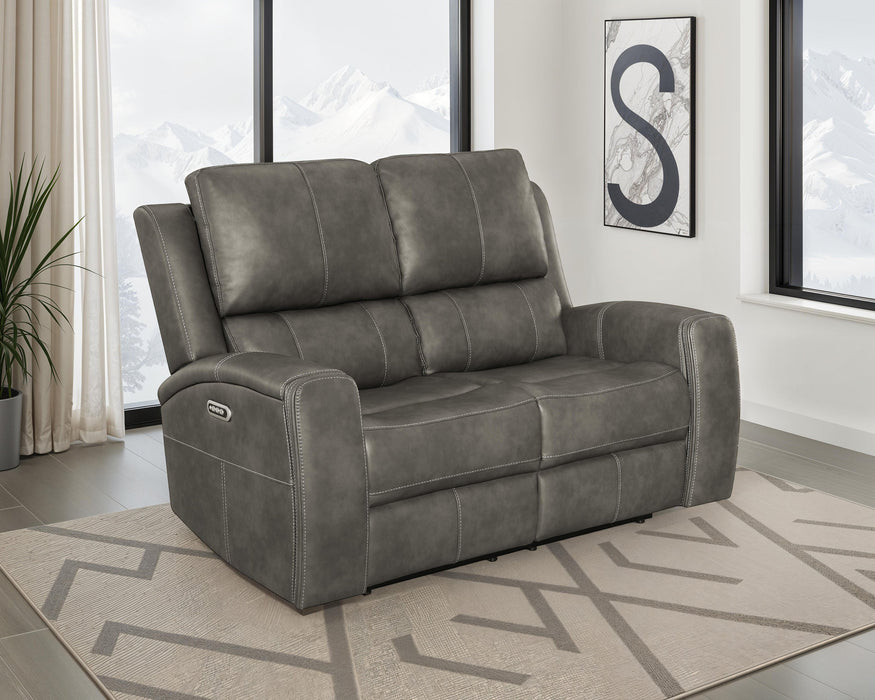 Brickston Triple Power Reclining Loveseat Grey
