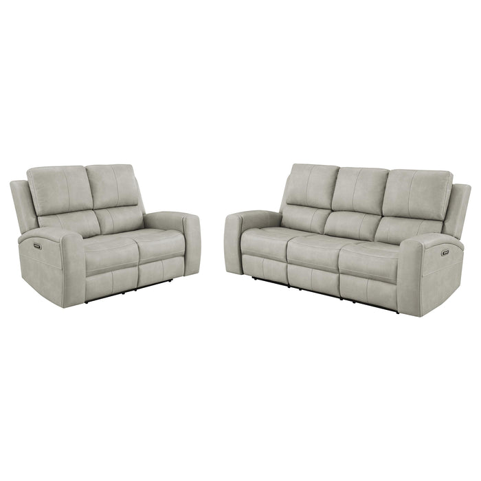 Brickston 2-piece Triple Power Reclining Sofa Set Mushroom
