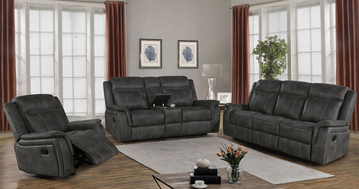 Lawrence Upholstered Padded Arm Reclining Sofa Charcoal - Black