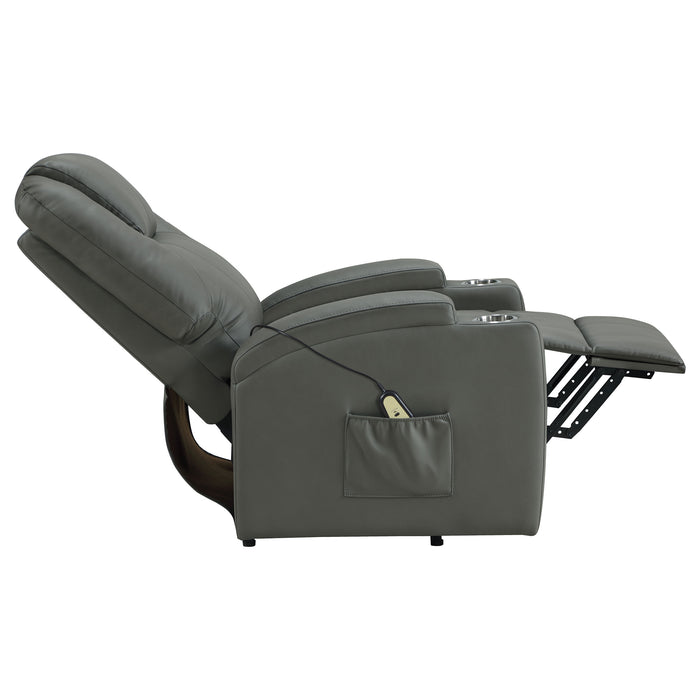 Armstrong Upholstered Power Lift Massage Recliner Grey