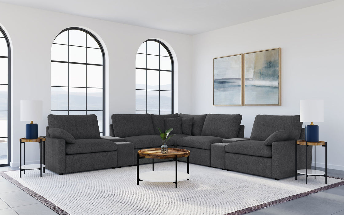 Sofá seccional reclinable eléctrico modular Collins de 7 piezas, marrón chocolate