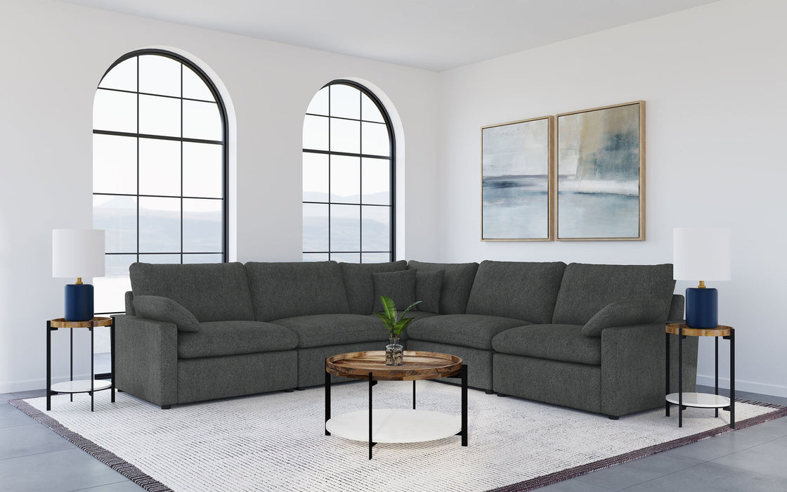 Seccional reclinable eléctrico modular de 5 piezas Collins gris