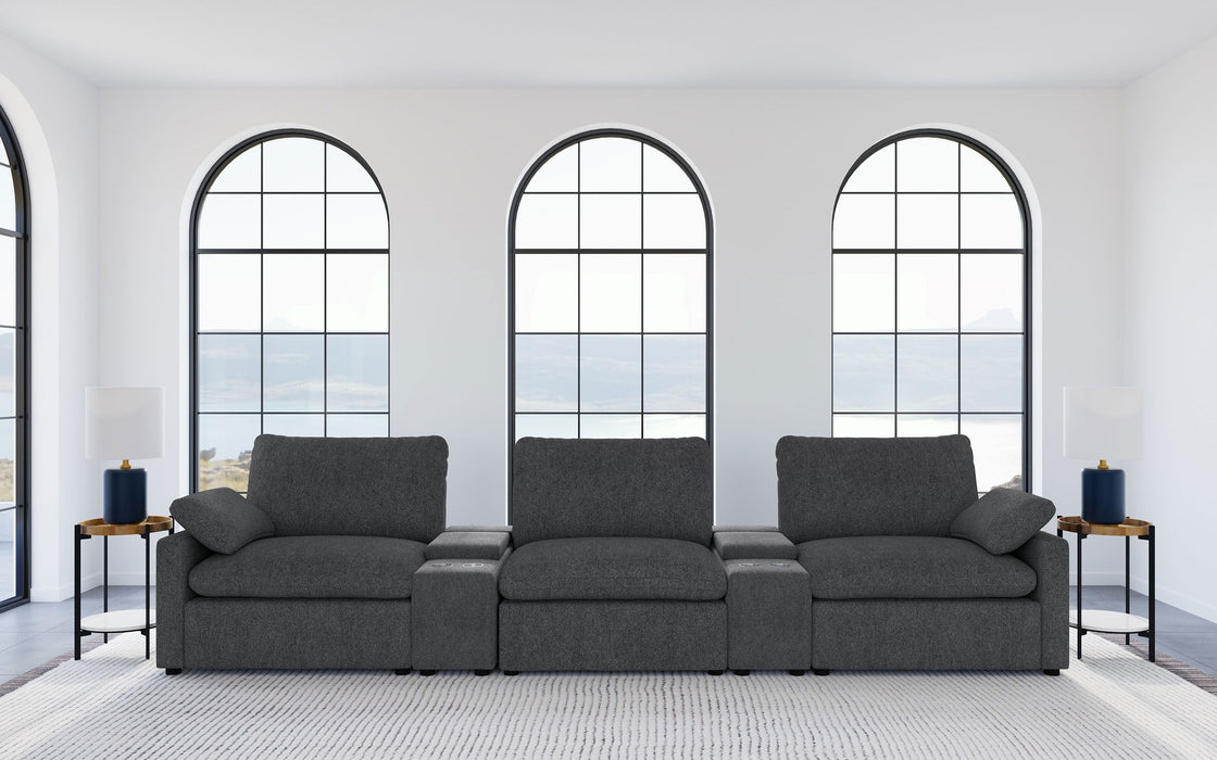 Juego de 5 sillones reclinables eléctricos para cine en casa Collins, marrón chocolate