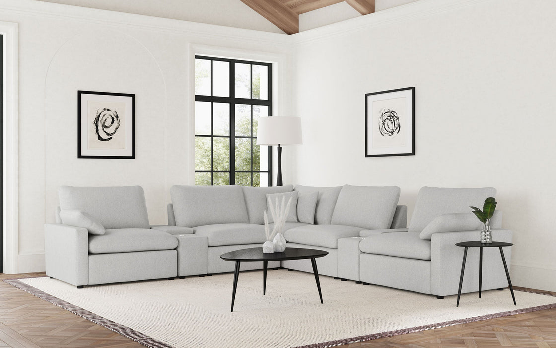 Sofá seccional reclinable eléctrico modular Collins de 7 piezas, marrón chocolate