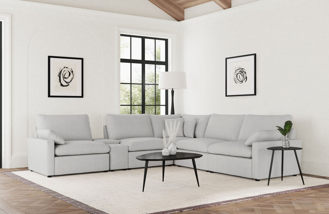 Sofá seccional reclinable eléctrico modular Collins de 6 piezas en marrón chocolate