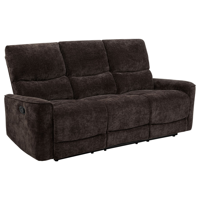 Juego de sofás tapizado reclinable Navarro de 3 piezas - marrón oscuro